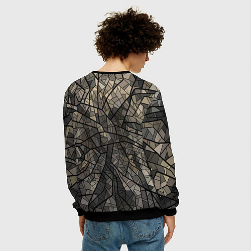 Мужской свитшот Mosaic Pig / 3D-Черный – фото 4