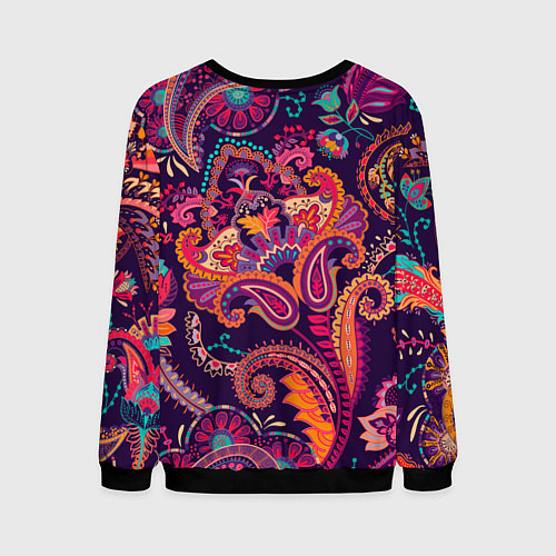 Мужской свитшот Орнамент пейсли - розовый / 3D-Черный – фото 2