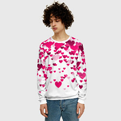 Свитшот мужской Сердца розовые падают, цвет: 3D-белый — фото 2