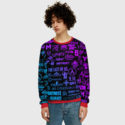 Свитшот мужской Неоновые лого игр, цвет: 3D-красный — фото 2