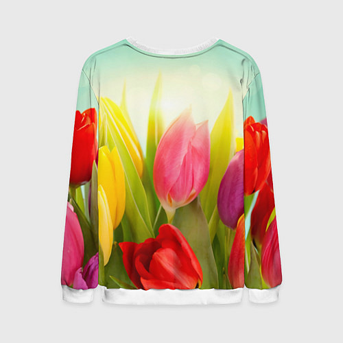 Мужской свитшот Цветущие тюльпаны / 3D-Белый – фото 2