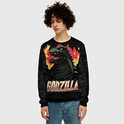 Свитшот мужской Flame Godzilla, цвет: 3D-черный — фото 2