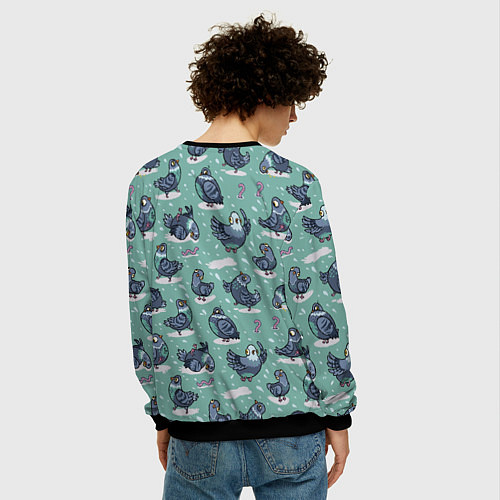 Мужской свитшот Голуби и червяки / 3D-Черный – фото 4