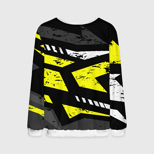 Мужской свитшот Black yellow abstract sport style / 3D-Белый – фото 2