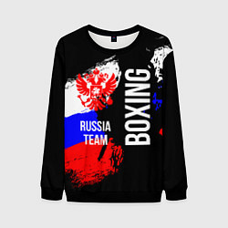 Свитшот мужской Boxing Russia Team и герб РФ, цвет: 3D-черный
