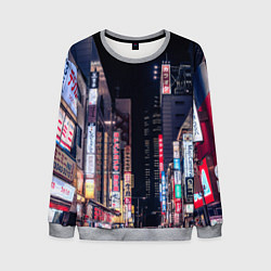 Свитшот мужской Ночной Токио, цвет: 3D-меланж