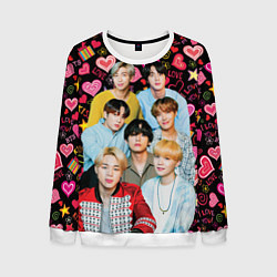 Свитшот мужской I Love BTS, цвет: 3D-белый