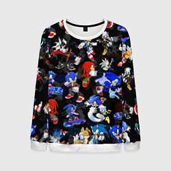 Свитшот мужской Sonic паттерн, цвет: 3D-белый