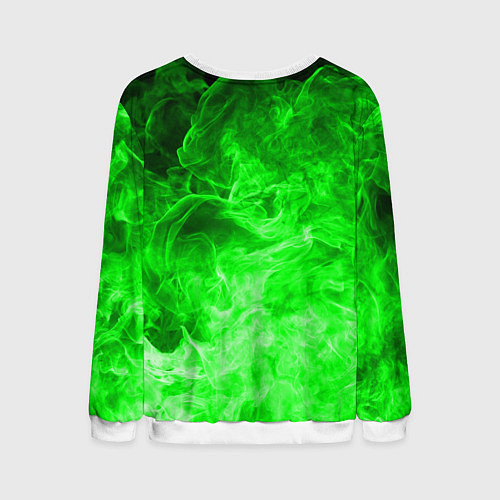 Мужской свитшот ОГОНЬ GREEN NEON / 3D-Белый – фото 2