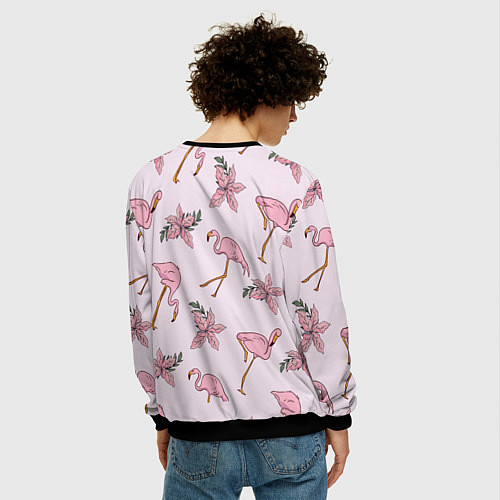 Мужской свитшот Розовый фламинго / 3D-Черный – фото 4