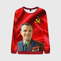 Свитшот мужской Юрий Гагарин, цвет: 3D-красный