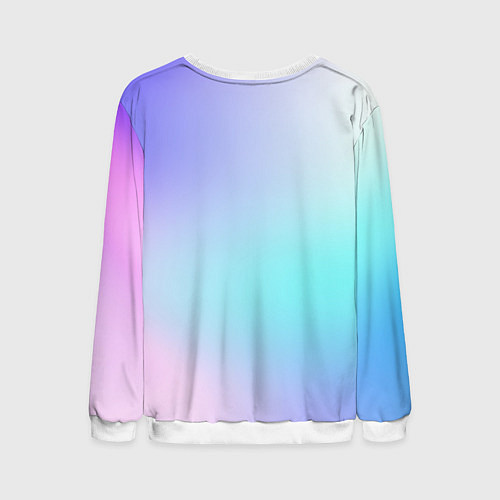 Мужской свитшот Небесно голубой градиентный / 3D-Белый – фото 2