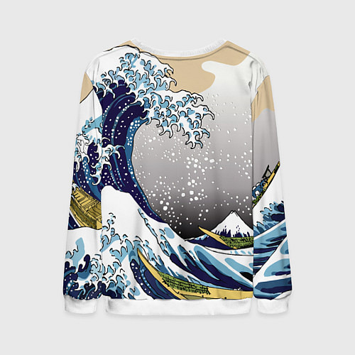 Мужской свитшот The great wave off kanagawa / 3D-Белый – фото 2