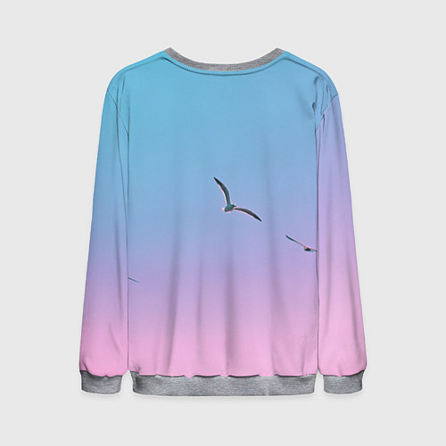 Мужской свитшот Чайки птицы полет градиент / 3D-Меланж – фото 2