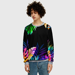 Свитшот мужской Тропическая Ночь, цвет: 3D-меланж — фото 2