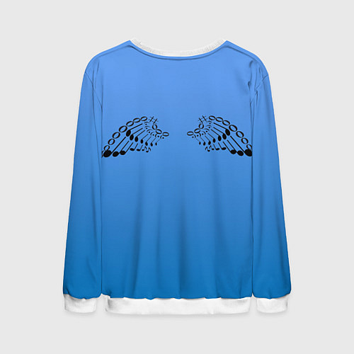 Мужской свитшот Скрипичный ключ и крылья ноты / 3D-Белый – фото 2