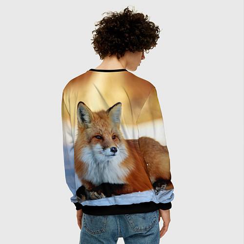 Мужской свитшот Лиса / 3D-Черный – фото 4