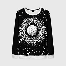 Свитшот мужской Каллиграфия на чёрном фоне, цвет: 3D-белый