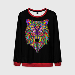 Свитшот мужской Разноцветный Волк, цвет: 3D-красный