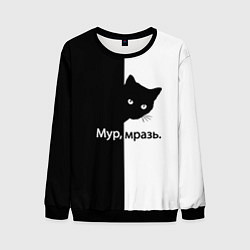 Свитшот мужской Черный кот, цвет: 3D-черный