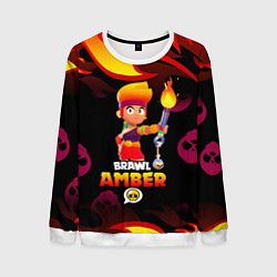 Свитшот мужской BRAWL STARS AMBER, цвет: 3D-белый