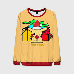 Свитшот мужской New Year Pikachu, цвет: 3D-красный
