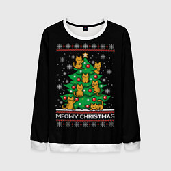 Свитшот мужской Meowy christmas, цвет: 3D-белый