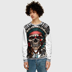 Свитшот мужской Череп индейца, цвет: 3D-меланж — фото 2
