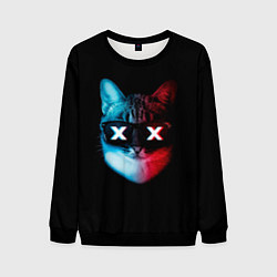Свитшот мужской Кот XX, цвет: 3D-черный