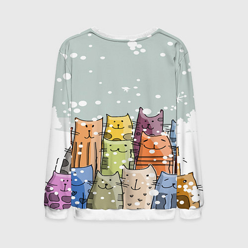 Мужской свитшот Котики / 3D-Белый – фото 2