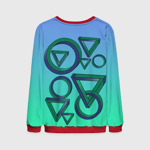 Мужской свитшот Иллюзия треугольники и круги / 3D-Красный – фото 2