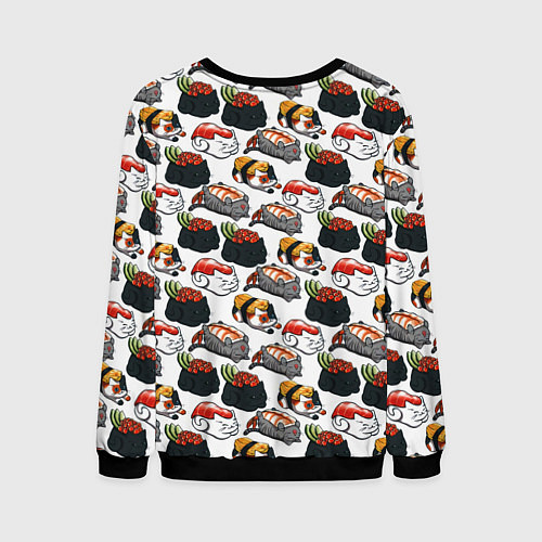 Мужской свитшот Котики Суши / 3D-Черный – фото 2