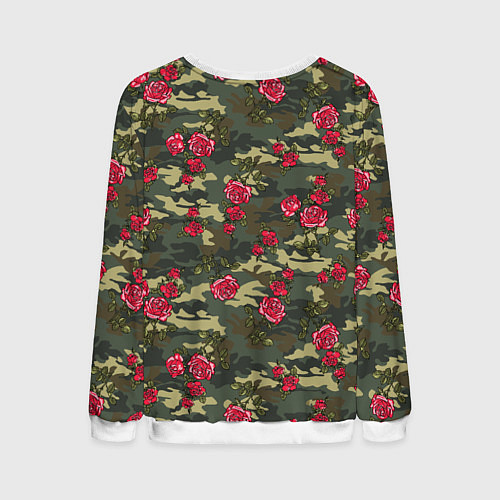 Мужской свитшот Камуфляж и розы / 3D-Белый – фото 2