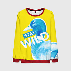 Свитшот мужской Оставайся диким - селезень, цвет: 3D-красный