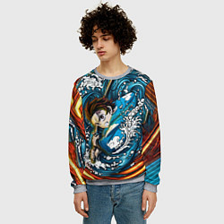 Свитшот мужской Танджиро Камадо Клинок демонов, цвет: 3D-меланж — фото 2