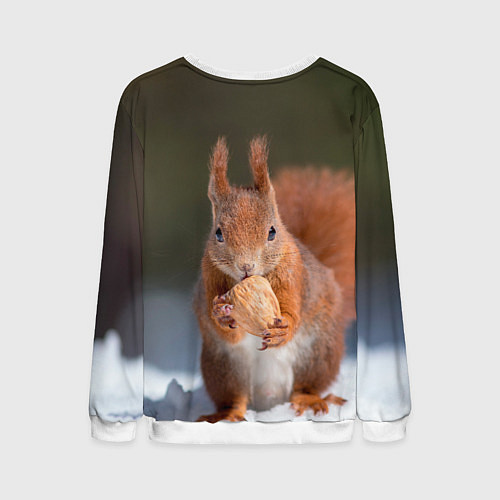 Мужской свитшот Белка с орехом на снегу / 3D-Белый – фото 2