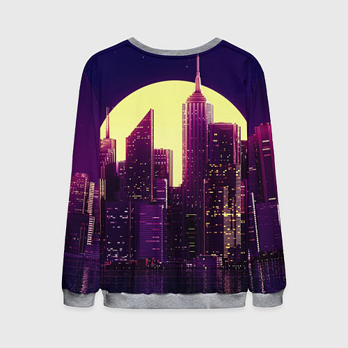 Мужской свитшот Неоновый город / 3D-Меланж – фото 2