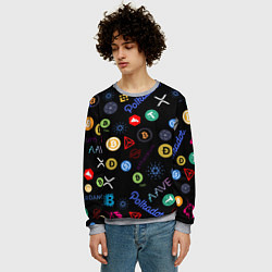 Свитшот мужской BITCOIN PATTERN БИТКОИН Z, цвет: 3D-меланж — фото 2