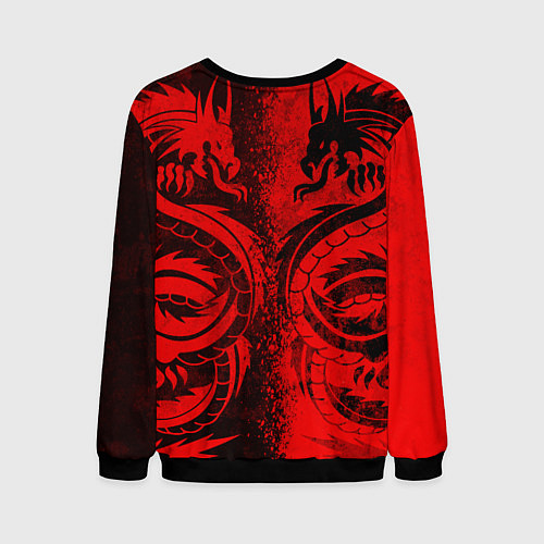 Мужской свитшот BLACK RED DRAGONS TATOO / 3D-Черный – фото 2