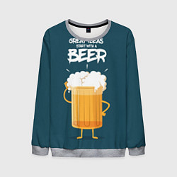 Свитшот мужской Great Ideas start with a BEER, цвет: 3D-меланж