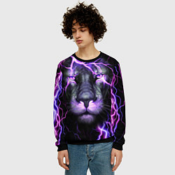 Свитшот мужской НЕОНОВЫЙ ЛЕВ NEON LION, цвет: 3D-черный — фото 2