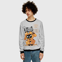 Свитшот мужской Cat and Robot ЛСР, цвет: 3D-черный — фото 2