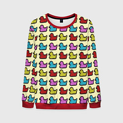 Свитшот мужской Утиный фон Утки Ducks, цвет: 3D-красный