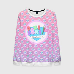 Свитшот мужской Doki Doki Literature Club Лого паттерн Z, цвет: 3D-белый