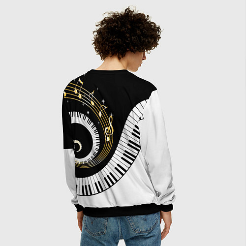 Мужской свитшот МУЗЫКАЛЬНЫЙ УЗОР / 3D-Черный – фото 4