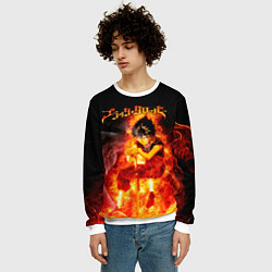 Свитшот мужской Юно в огне Чёрный клевер, цвет: 3D-белый — фото 2