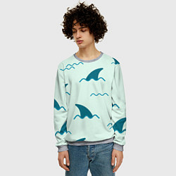 Свитшот мужской Плавники акул, цвет: 3D-меланж — фото 2