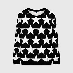 Свитшот мужской Белые звёзды на чёрном фоне 2, цвет: 3D-черный