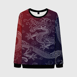 Свитшот мужской Традиционный китайский дракон, цвет: 3D-черный