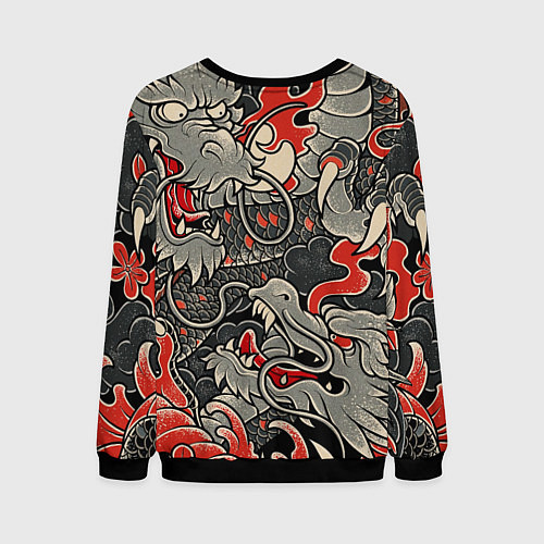 Мужской свитшот Китайский Дракон, China Dragon / 3D-Черный – фото 2